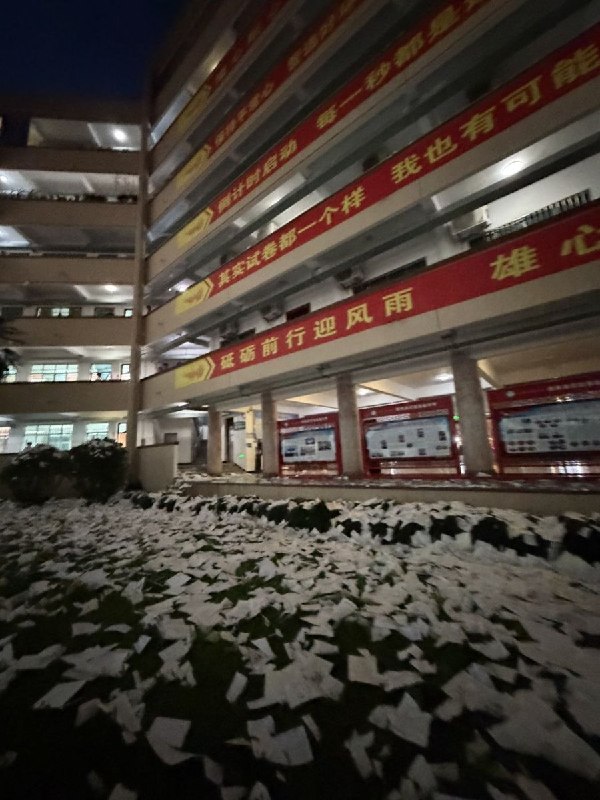 数不清写满学生心声的白纸从楼上倾泻而下查看原文📝 引用推文:网友投稿：5月29日，在学校高压管控之下，湖北省阳新县实验高中学生自发组织了“喊楼”