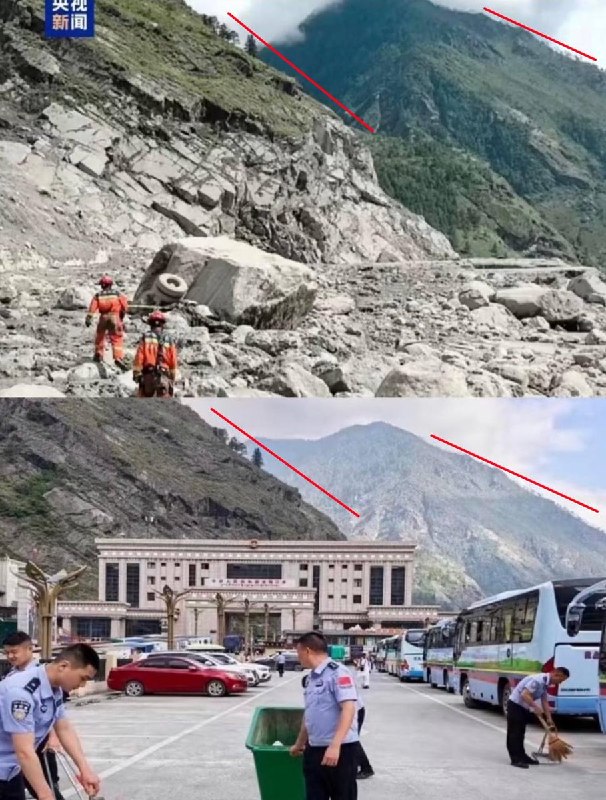 西藏吉隆口岸国门泥石流前后对比图查看原文📝 引用推文:8月27日，西藏与尼泊尔边境泥石流灾害情况比较图1、图2：吉隆口岸灾前与灾后位置对比图3、图4：尼泊尔一侧口岸灾前与灾后对比查看引用原文