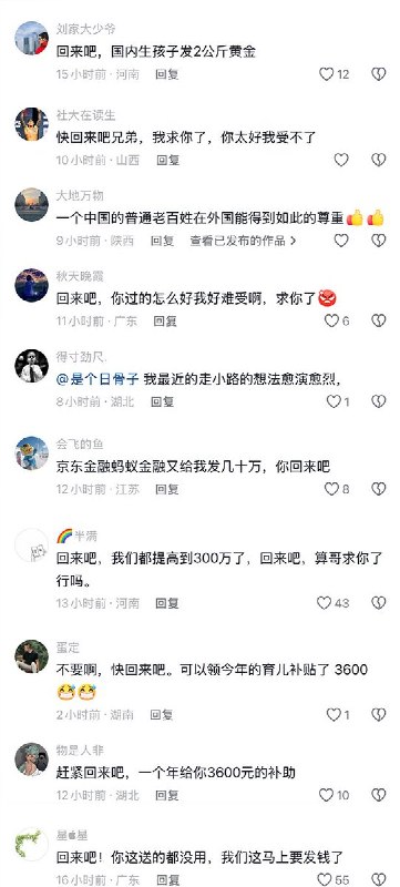 4月28日，一名男子称，他和妻子在德国生孩子，市长写信给他们说会派大使亲自上门慰问，并介绍政府的育儿补贴政策，还会送上小礼物