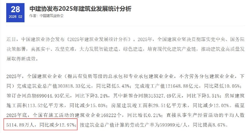 6月1日，微信公众号“老陈观察笔记”发布文章《建筑人失业潮，真实规模比任何人公布的都要大》