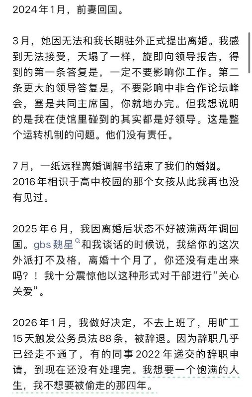 4月3日，一片公众号的文章《从远程离婚到无法离职，讲讲我的魔法部历程》诉说了小公务员的不幸