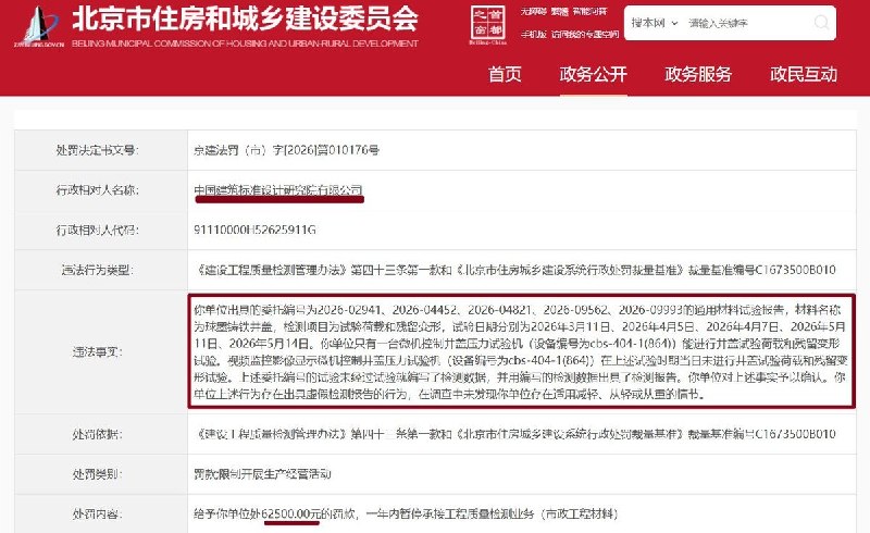检测机器没开，5份井盖检测报告却出炉近日，北京市住建委通报，承担国家建筑标准设计归口管理工作的央企中国建筑标准设计研究院有限公司在井盖检测中存在造假问题