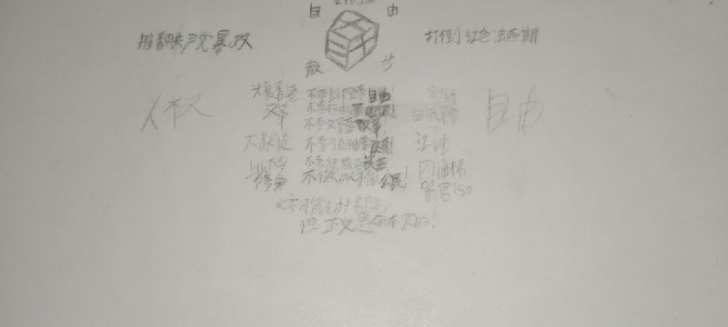 网友投稿广东省某学校，某同学用铅笔写下反共标语
