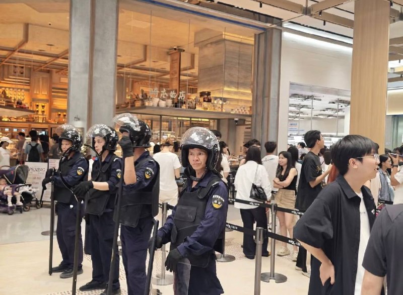 9月28日，广东佛山万象天地开业首日，盒马鲜生员工与好利来店员疑似因店铺门前排队围栏摆放问题发生剧烈肢体冲突，现场多名身穿粉色工作服的好利来店员与蓝衣盒马员工互相推搡、拉扯