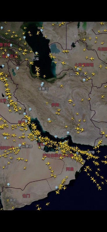 伊朗领空已基本清空，德黑兰的2个主要机场已经停止航班起降查看原文