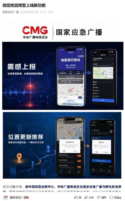 “OpenAI太好用啦”8月2日，中央广播电视总台国家应急广播推送微信地震预警新功能，其宣传图经OpenAI官方验证页面检测，显示“使用OpenAI工具生成”，并检测到SynthID水印