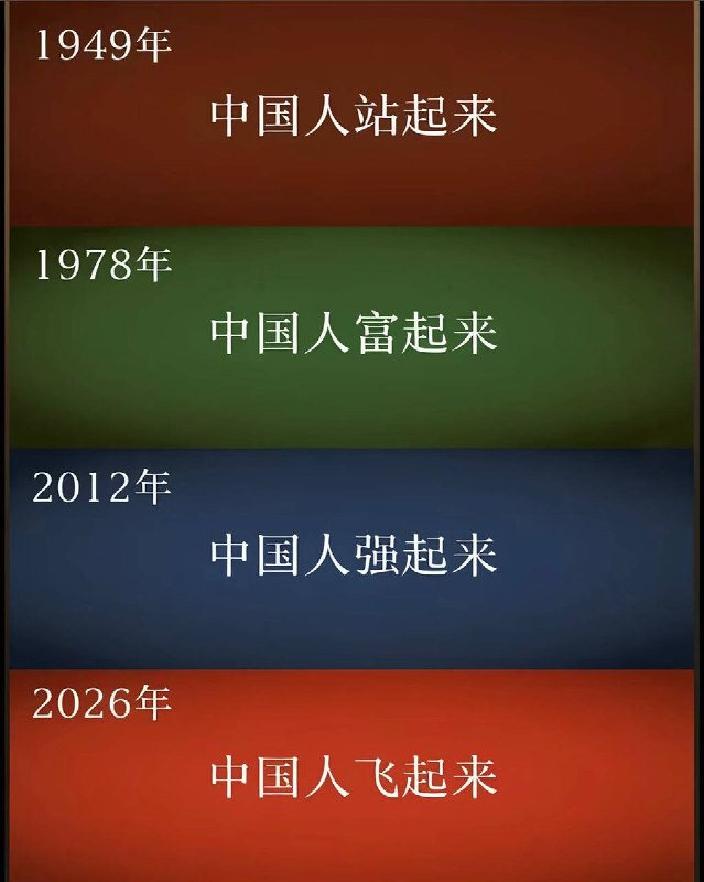 8月12日，山东网友发布“中国时代变迁记录”：从1949年中国人站起来到2026年中国人飞起来
