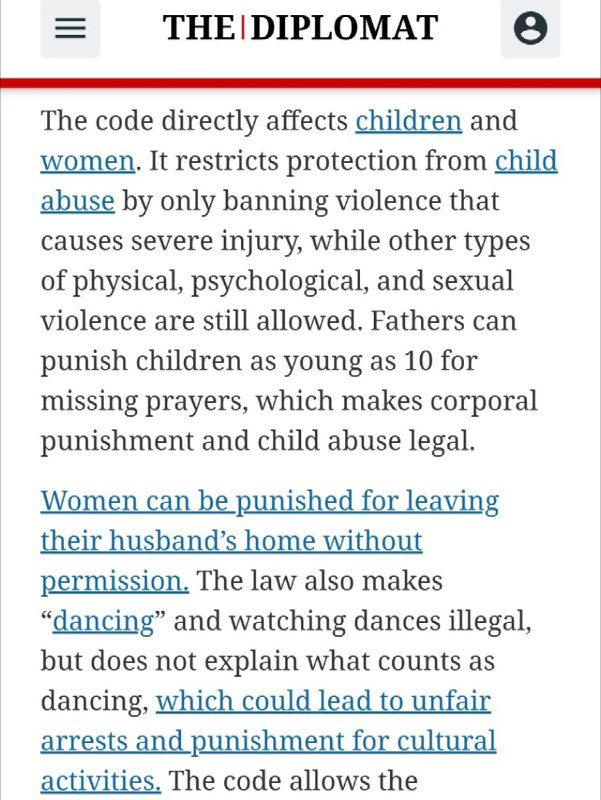 2026年1月，塔利班发布的新版《法院刑事章程》（Taliban’s Criminal Procedure Code / Criminal Code of Taliban Courts）直接承认了奴隶的法律性存在，并且界定了虐待妇女儿童的“合法”界限