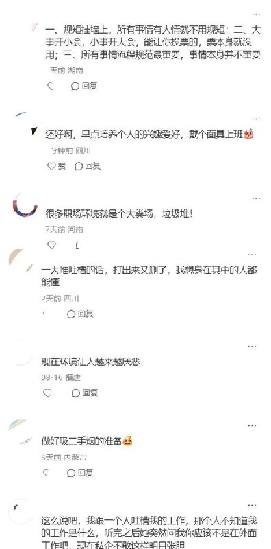 “能让你投票的，票本身就没用”8月16日，一名安徽网友在小红书以“体制内工作氛围烂成啥样了”为题发帖，引起网友广泛讨论