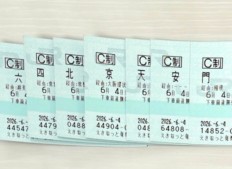 6月4日，网友@JapanBanZaiLove 发布用日本车票拼成的“六四北京天安门”