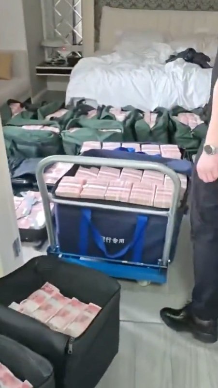 近日，社交媒体流传一段视频，据称是某落马官员家中被查获的现金清点画面
