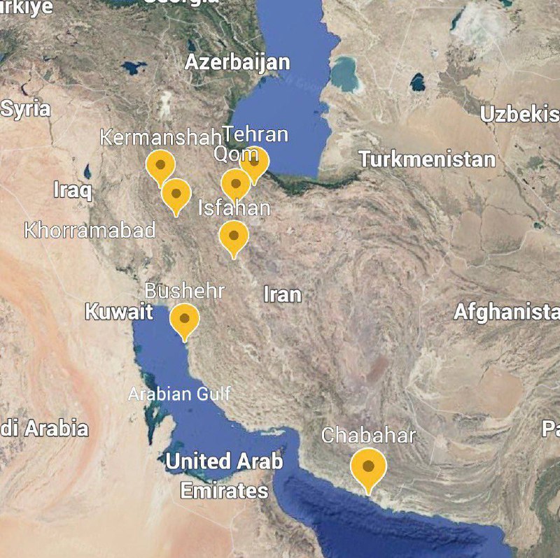 2月28日，伊朗目前为止遭受袭击的地区查看原文📝 引用推文:最新消息，德黑兰遭受新一轮袭击