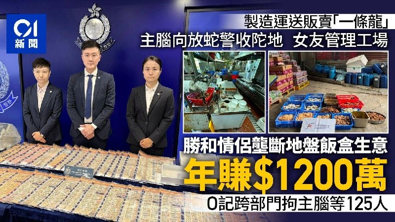 “香港黑帮头目垄断工地盒饭生意 年入1200万港元被捕”7月6日，据香港媒体报道，警方近日侦破一起涉黑案件