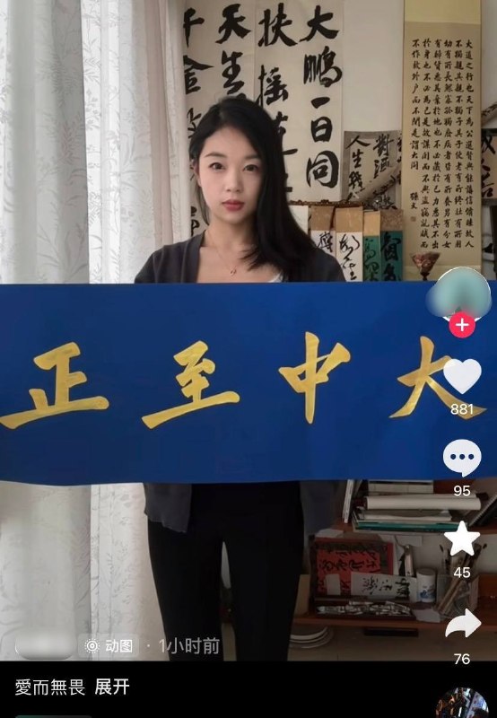 双十这天，抖音网友晒青天白日，还有人写“南望王师”10月10日，抖音网友晒出青天白日图案、孙中山肖像和“大中至正”书法
