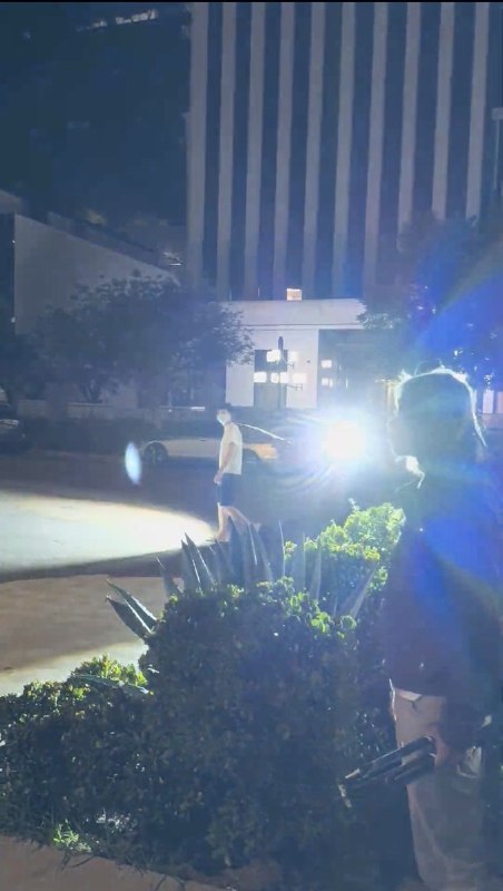 现场经过：54盏灯、十几人、每人一把强光手电据组织方描述，团队抵达位于Shatto Place的中国驻洛杉矶总领事馆时，发现主楼外墙已被54盏临时部署的强光灯全面覆盖，亮度达到投影设备级别，与此前华盛顿大使馆的防御部署如出一辙，但灯数更多