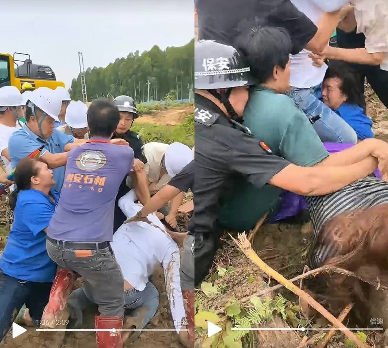 8月18日，广东廉江塘蓬镇石宁村委园山村暴力强占土地